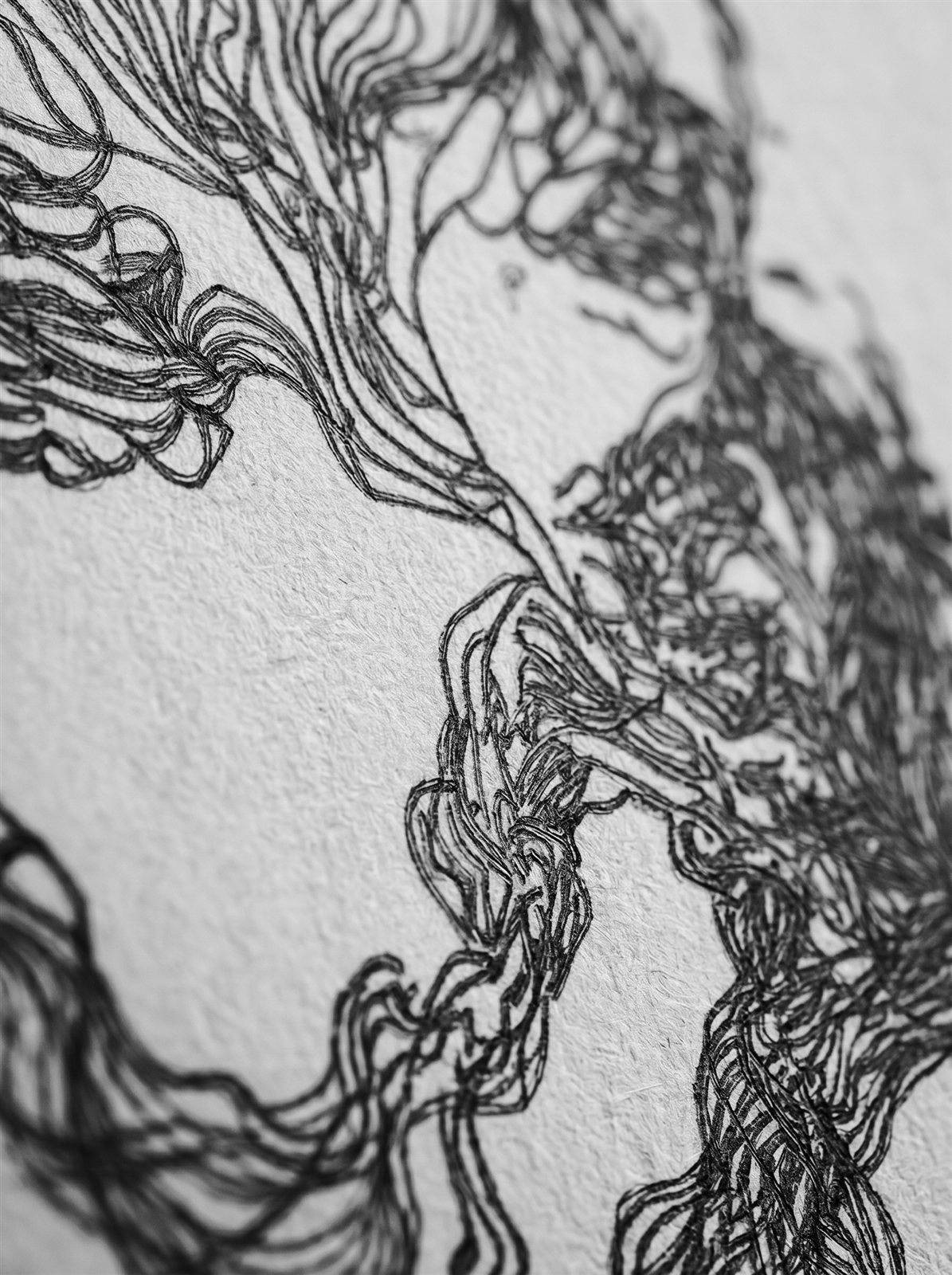 Fractured Waves — one-of-one plotted field on cotton rag