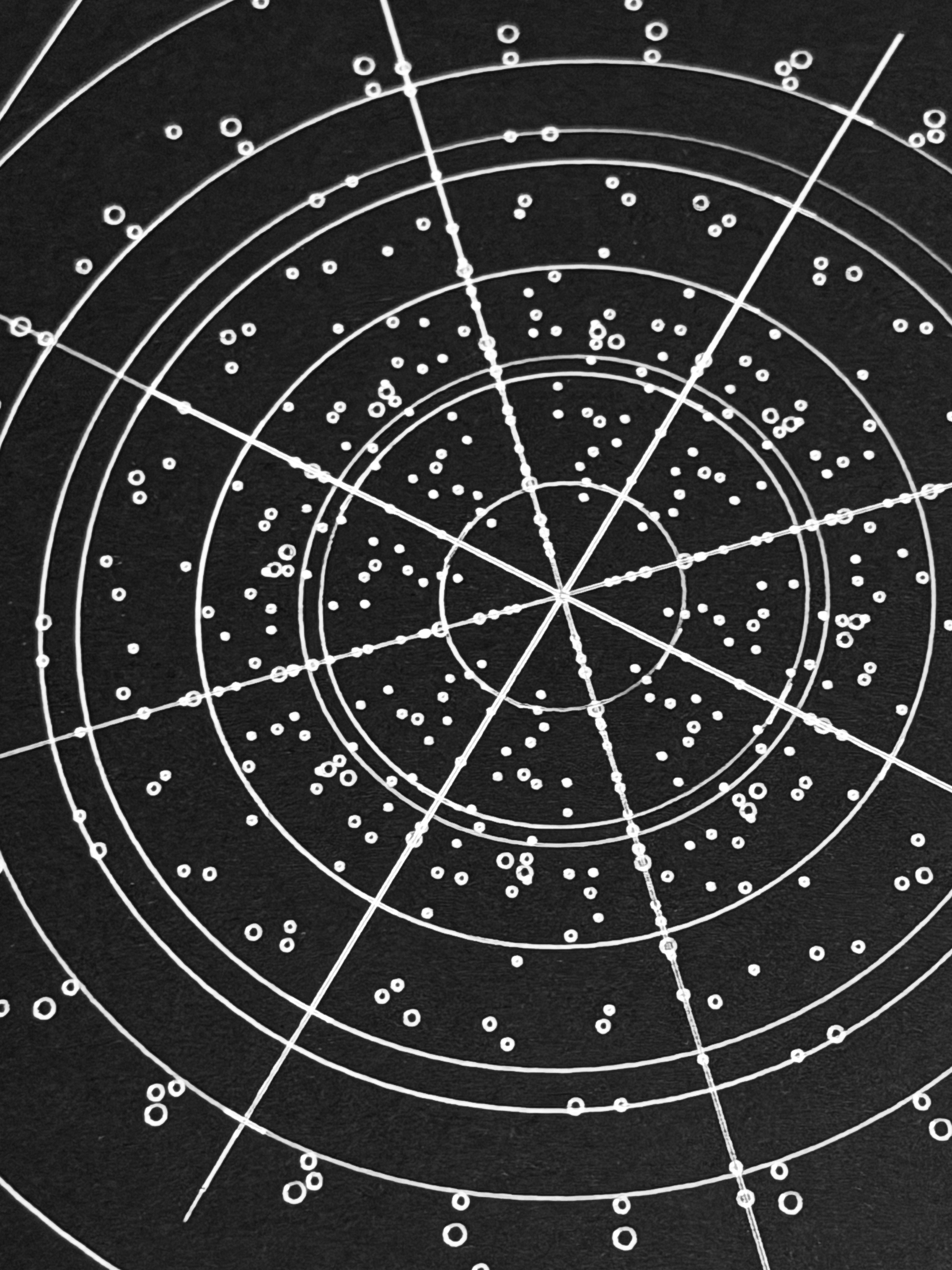Radial mark — concentric grid plotted in white on black paper